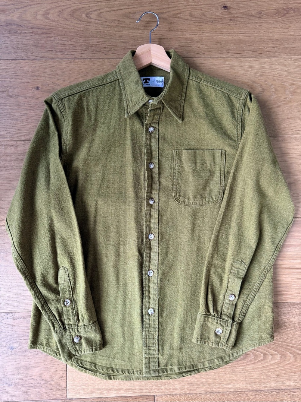 Tellason Green Japan USA Made Men's Large Button Down Cotton Shirt